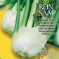 Auf einer gelben Fläche sind mehrere frische Fenchelknollen mit grünen Stängeln und Wedeln abgebildet, verpackt als Reinsaat Fenchel 'Fino', bekannt für seine weiße Knolle und die Eignung für den Frühanbau (Frühkultur geeignet).