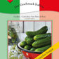 Thompson und Morgan Samenpackung für Gurken 'Cetriolino Vert Petit de Paris', mit rotem, weißem und grünem Muster, einer Schale mit frischen Gurken, Dill und Pfefferkörnern. Deutscher Text: "Echte italienische Samen" & "Der Geschmack Italiens".
