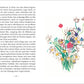 Eine Seite aus Colette | Mein Blumenalbum aus dem Insel Verlag zeigt links den Text und rechts eine Illustration im Stil von Raoul Dufy mit bunten Wildblumen, die sich in einer Glasvase befinden, mit Gänseblümchen und roten, gelben und blauen Blüten mit grünen Blättern.