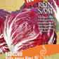 Eine Saatgutpackung zeigt zwei Köpfe von rotem und weißem Radicchio mit der Aufschrift "Reinsaat | Radicchio 'Palla rossa Vinci TT'" und einem roten "Neu 2019"-Banner. Der Text betont den biologischen und biodynamischen Anbau von Cichorium intybus.