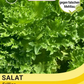 Eine Thompson und Morgan | Salat 'Frillice' Samenpackung mit einer blattreichen Nahaufnahme und dem deutschen Etikett "Gute Resistenz gegen falschen Mehltau." Perfekt als Salatsamen!.