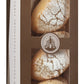 Eine Schachtel „Viani | ‚Ricciarelli‘ Mandelmakronen aus der Toskana“ (120 g) enthält vier mit Puderzucker bestäubte toskanische Mandelkekse, die durch ein Sichtfenster zu sehen sind. Die Verpackung ist braun und mit weißen geometrischen Akzenten sowie Text an den Seiten und am Boden versehen.