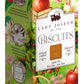 Eine farbenfrohe Verpackung von Lady Joseph | „Apple Pie Biscuits“ Apfel & Zimt 100 g, verziert mit bezaubernden Illustrationen von Äpfeln, Blumen und einem Picknickkorb. Die Verpackung hebt hervor, dass diese handgefertigten Kekse palmölfrei sind und sich perfekt für Liebhaber von veganem Gebäck eignen. Nettogewicht: 100 g (3,5 oz).