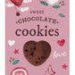 Eine bezaubernde rosa Schachtel von Lady Joseph | „Sweet Love Cookies“ Schokoladenkekse 100 g, vegane Schokoladenkekse, verziert mit Herzen, einem Heißluftballon, einem Regenbogen, Teetassen, Noten und Blumen – mit einem herzförmigen Keks, der durch das Fenster sichtbar ist.