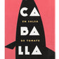 Ein rosa Dosenetikett mit einer markanten schwarzen Fischsilhouette und einem auffälligen weißen Schriftzug, auf dem „CABALLA“, ergänzt durch gelben Schriftzug mit der Aufschrift „EN SALSA DE TOMATE“ und kleinerem weißem Schriftzug mit der Aufschrift „del Sur“, verkörpert das ikonische Design von „La Narval | Makrelenfilets in Tomatensauce 120 g“ der Marke La Narval.