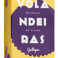 Eine gelb-lila Verpackung von „La Narval“ | Jakobsmuscheln in Vieira-Sauce, 110 g, die sich durch auffällige geometrische Schriftzüge und ein markantes Design auszeichnet, enthält galizische Jakobsmuscheln in aromatischer Vieira-Sauce – eine spanische Spezialität.