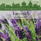 Eine Thompson und Morgan Samenpackung mit der Aufschrift Lavendel Bandera Purple zeigt blühende violette Blumen, erwähnt Französisches Zwerg-Lavendel und Dufthecke, zeigt eine grüne Stadtsilhouette und ist ideal für Lavendelpflanzen Samen.
